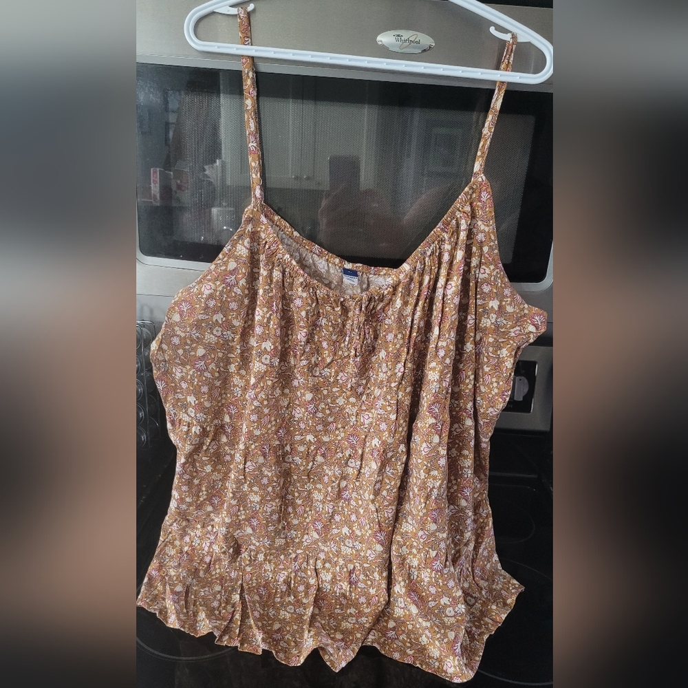 Old Navy Floral Tan Tank Top